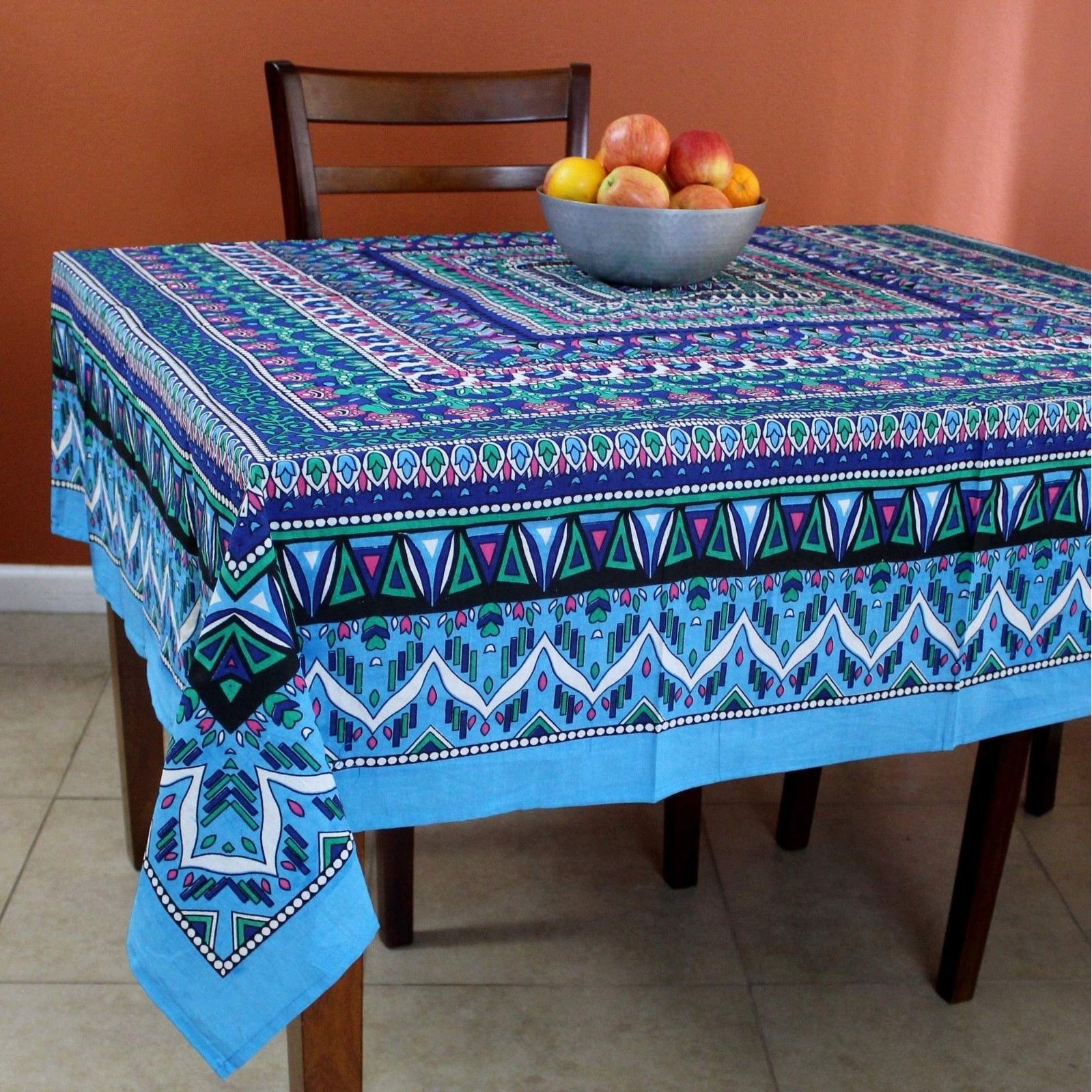Continuous Oriental Mediterranean Sea Colors Inspired Pattern Ambesonne Moroccan Tablecloth Dining Room Kitchen Rectangular Table Cover 60 X 84 Indigo Cadet Blue and White 