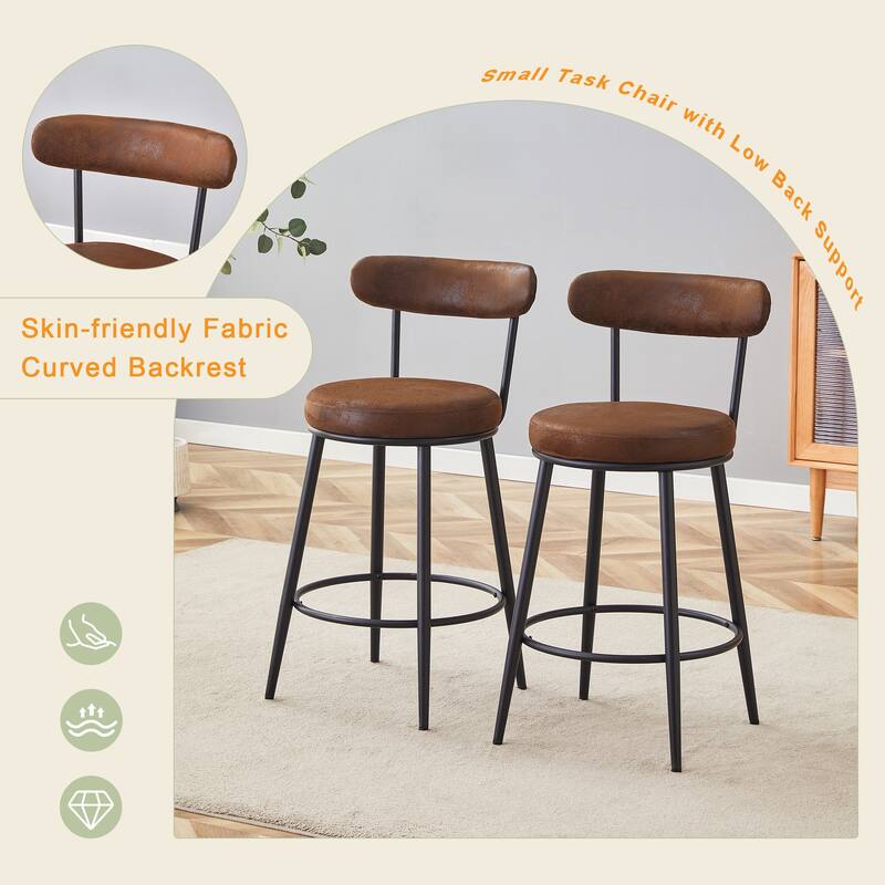 Roomfitters Ergonomic Bar Chairs with Breathable Cushions, High Legs 35.5'' Height, 2-Piece Set for Kitchen or Bar