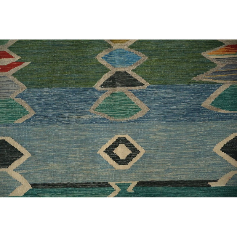 Hand Woven Oriental 100% Wool Carpet Southwestern Tribal Multi-Colored Kilim Area Rug - 9' 10'' X 9' 8''
