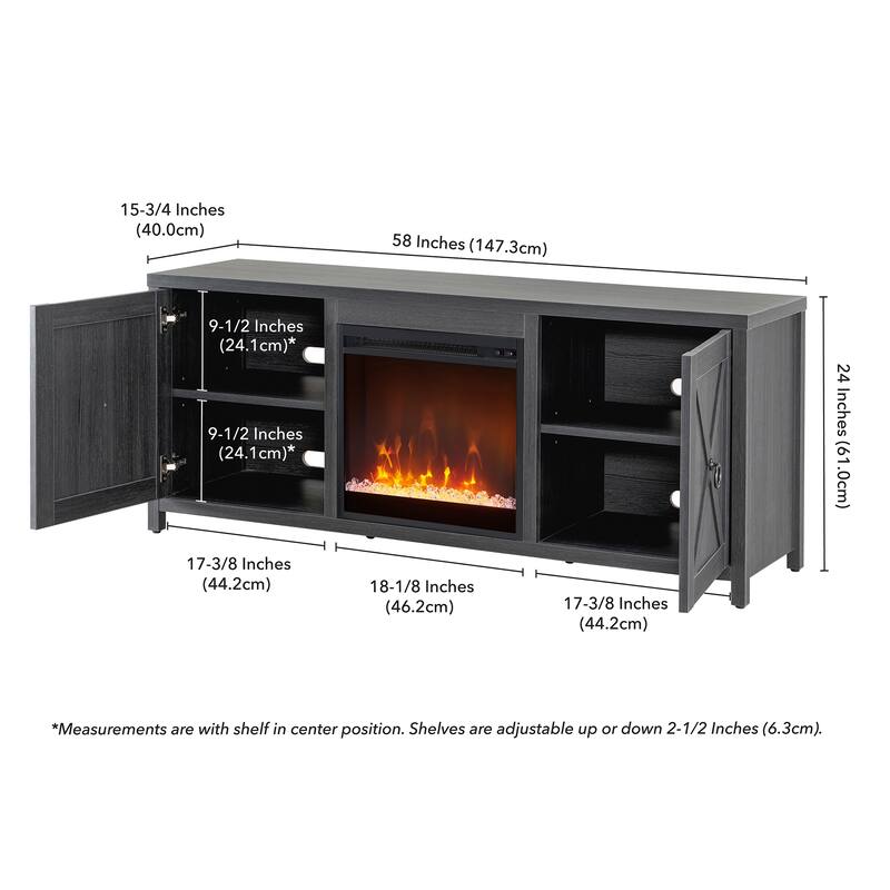 Granger 58" TV Stand with Crystal Fireplace Insert