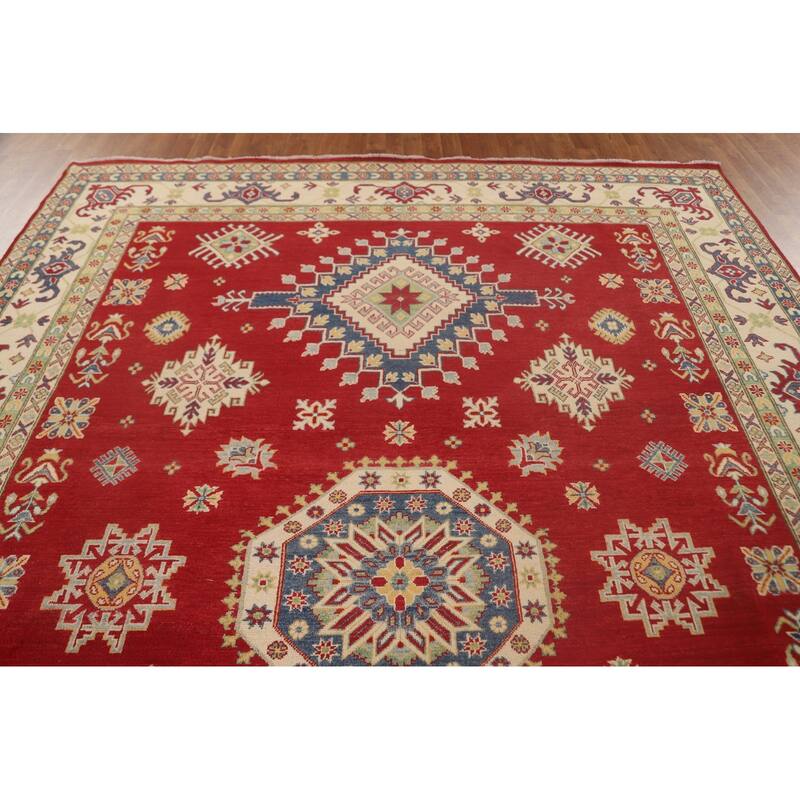 Red Kazak Area Rug Hand-Knotted Traditional Wool Carpet - 8'10"x 11'8"
