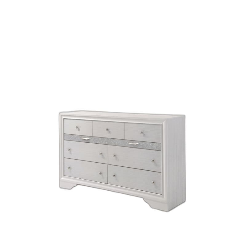 HomeRoots 63" White Manufactured Wood Nine Drawer Triple Dresser