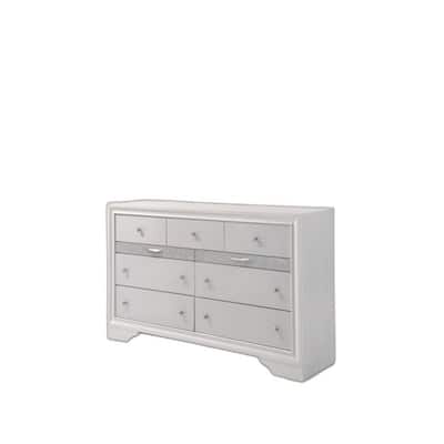 HomeRoots 63" White Manufactured Wood Nine Drawer Triple Dresser