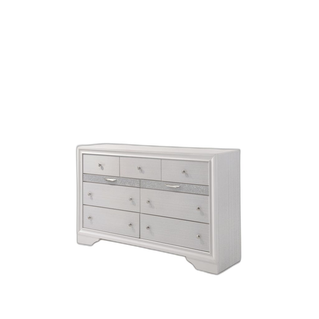 HomeRoots 63" White Manufactured Wood Nine Drawer Triple Dresser