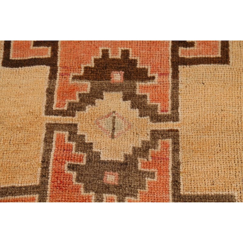 Anatolian Turkish Vintage Runner Rug Hand-Knotted Tribal Wool Carpet - 3'7"x 9'3"