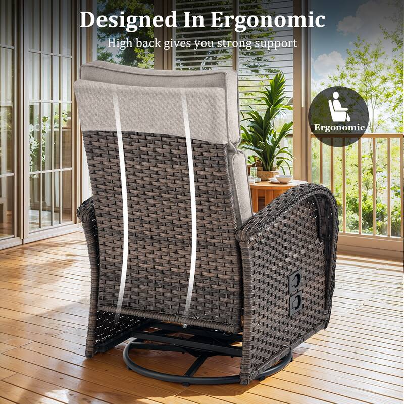 Pocassy Lounge Chair Swivel Reclining Chair with Adjustable Backrest