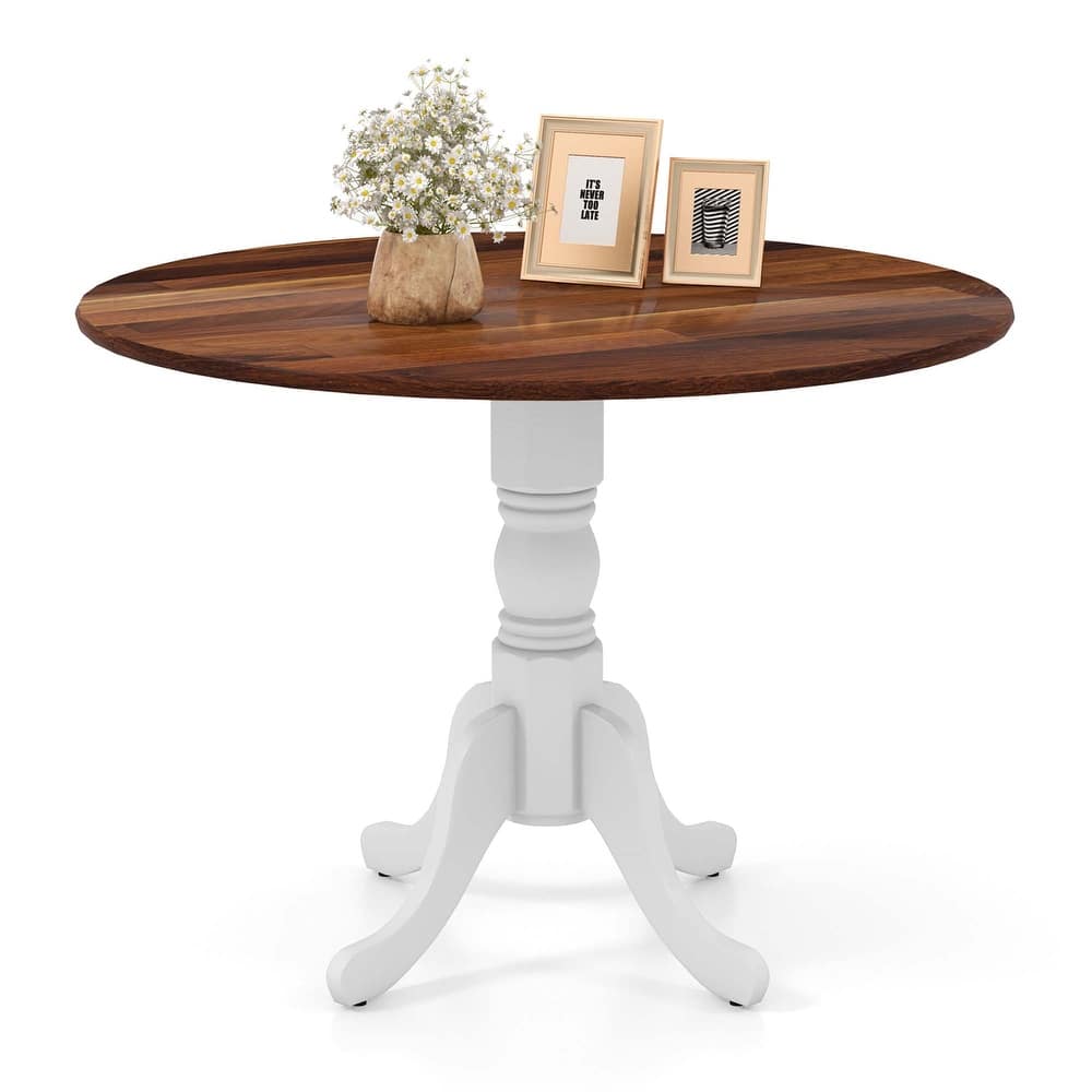 Costway Rustic Dining Table Wooden Dining Table with Round Tabletop & - See Details