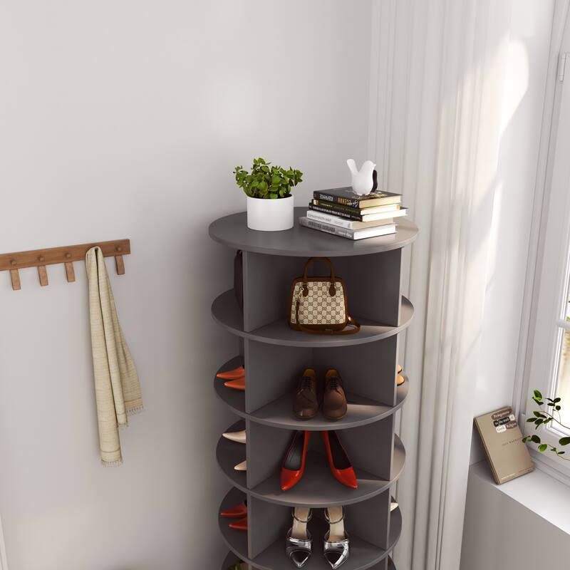 360 Rotating shoe cabinet 6 layers - Grey