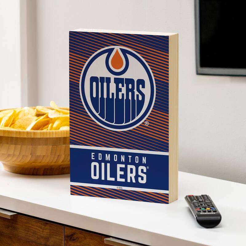 Edmonton Oilers Wooden Tabletop Mantel Shelf Sign - 8" x 12"