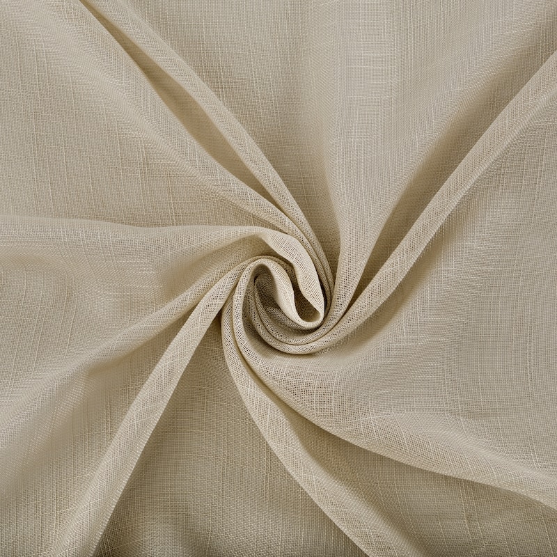 No. 918 Ceri Linen Texture Jute Tabs Semi-Sheer Tab Top Curtain Panel, Single Panel