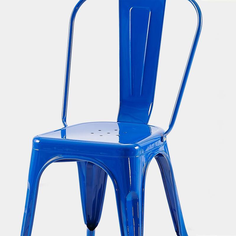 18" Modern Industrial Metal Stackable Dark Blue Dining Chair, 2PCS - 18" W X 18" D X 33" H