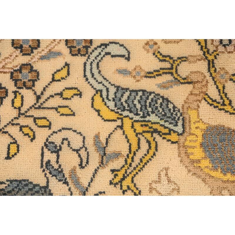 Hand Knotted Oriental 100% Wool Carpet Traditional All-Over Peach Ziegler Runner Rug - 9' 9'' X 2' 6''