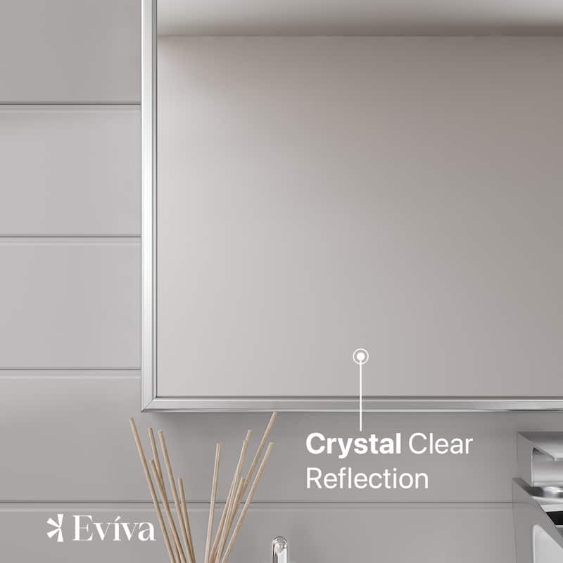 Eviva Vista 24" x 30" Rectangular Brushed Nickel Metal Framed Mirror - Brushed Nickel
