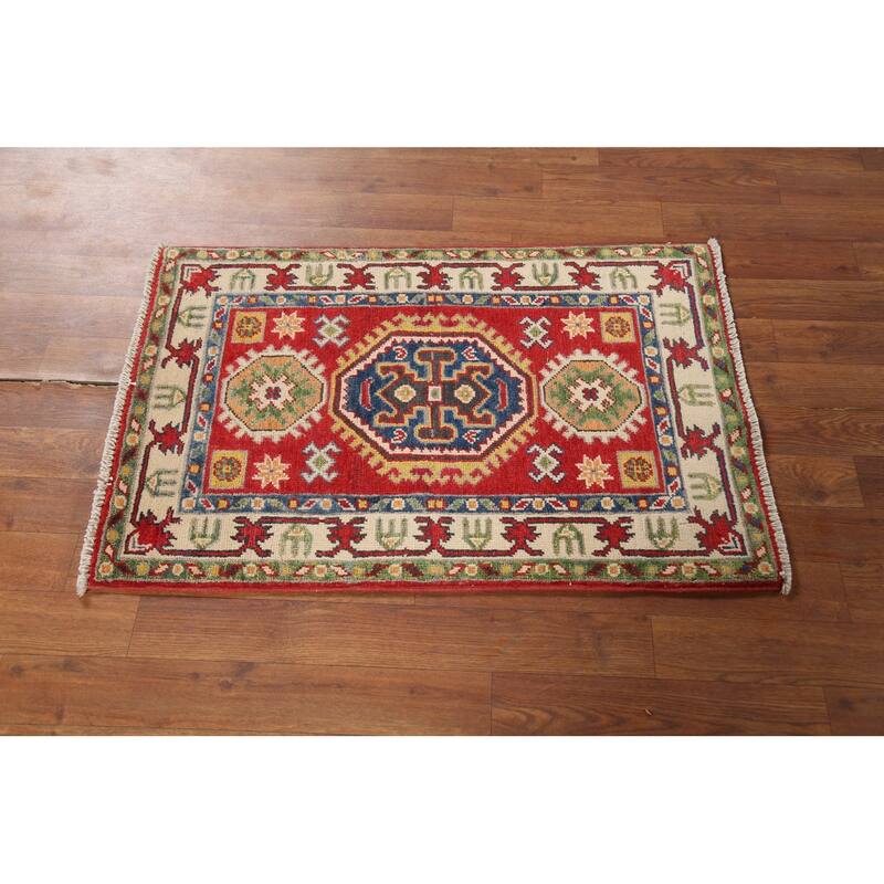 Red Kazak Oriental Accent Rug Handmade Wool Carpet - 2'1"x 2'10"