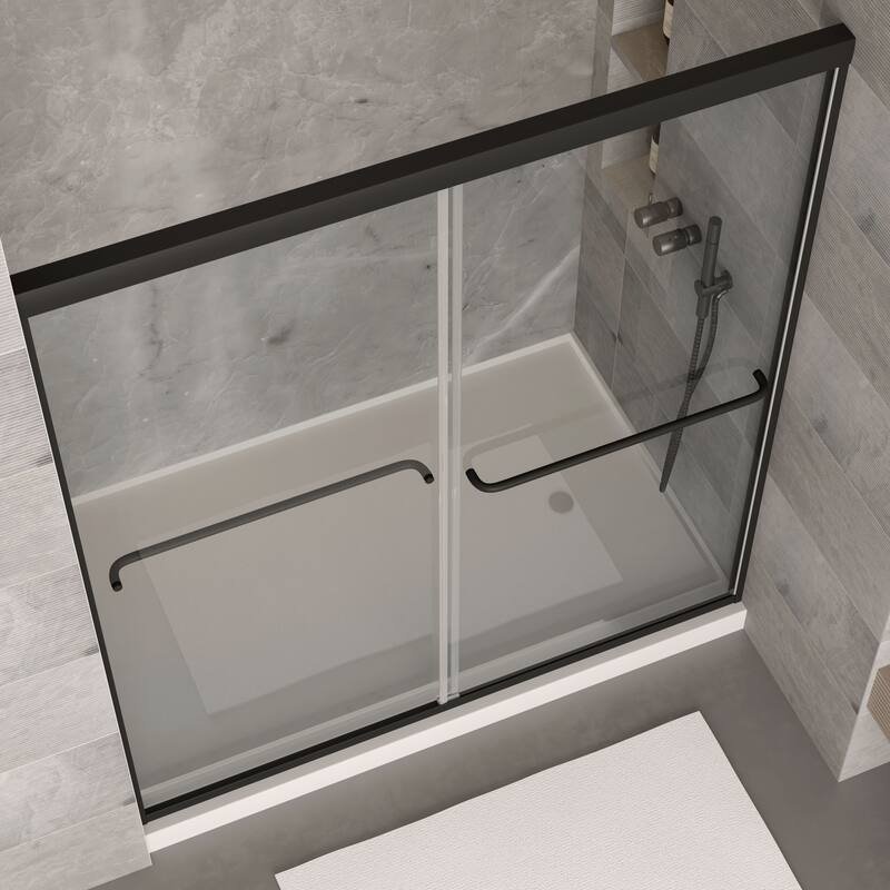 70'' H Glass Double Sliding Shower Door in Black/Chrome