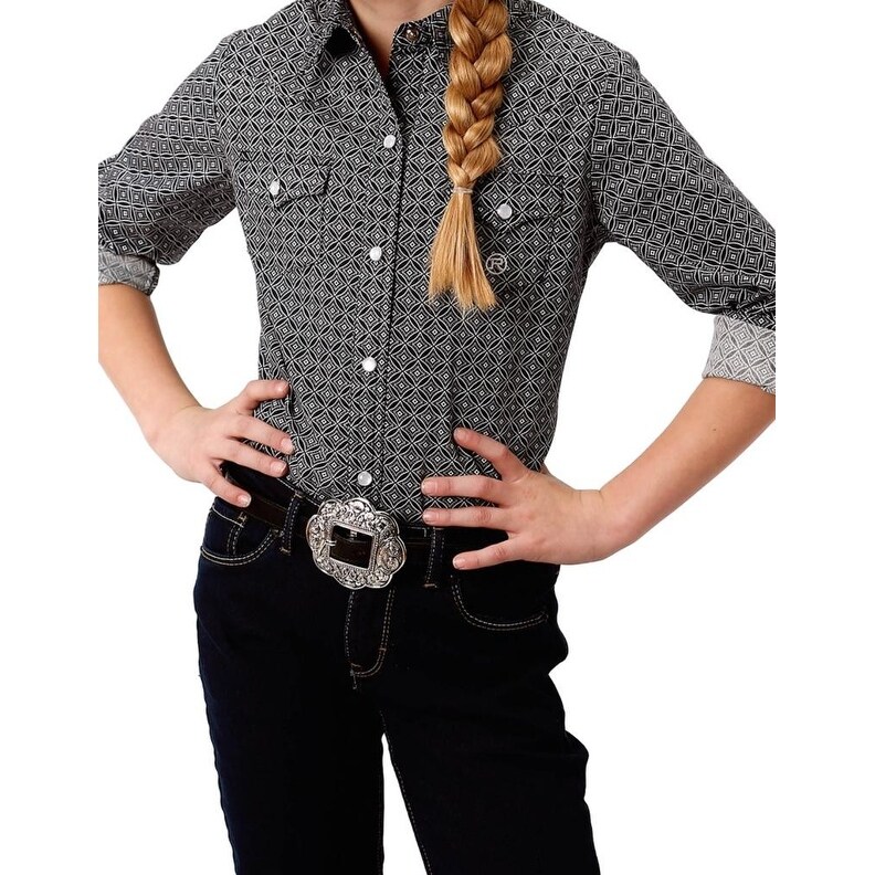 Shop Roper Western Shirt Girls Long Sleeve Snap Black Overstock