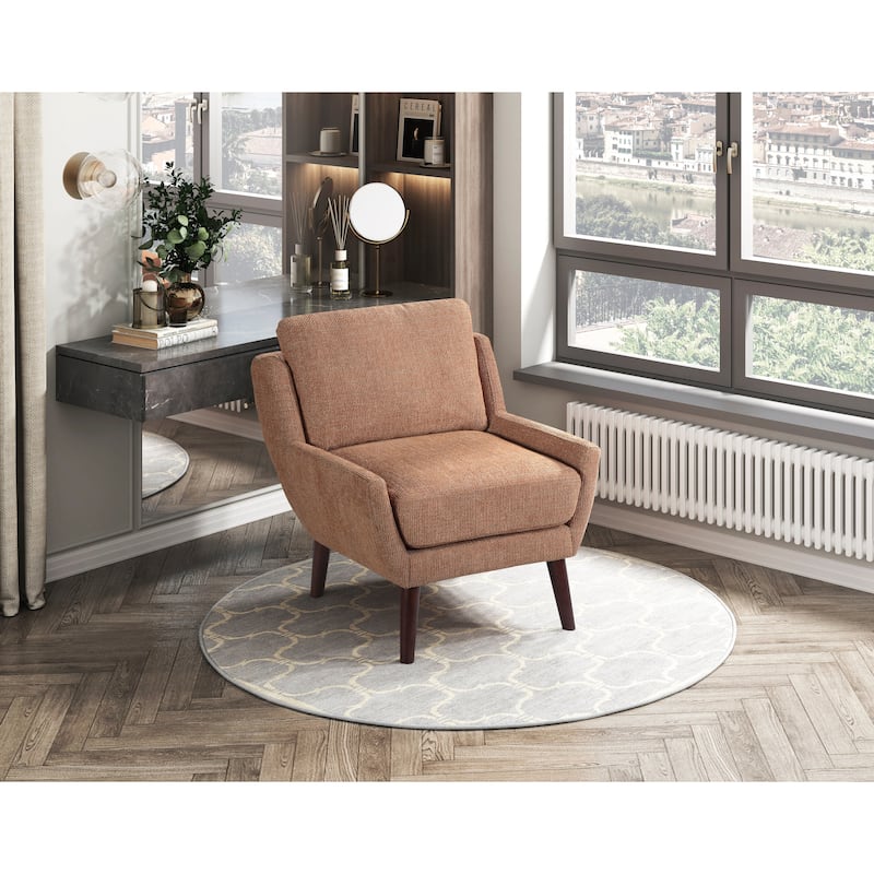 Comfortable Contemporary Accent Chair with Durable Upholstery and Solid Wood Legs - Orange
