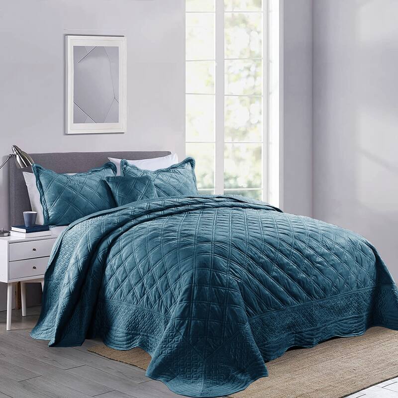 Serenta Supersoft Microplush Quilted 4 Pieces Bedspread Coverlet Set