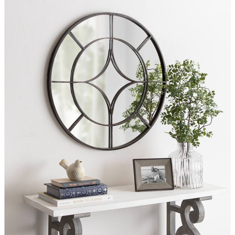 Kate and Laurel Angelis Overlaid Round Wall Mirror