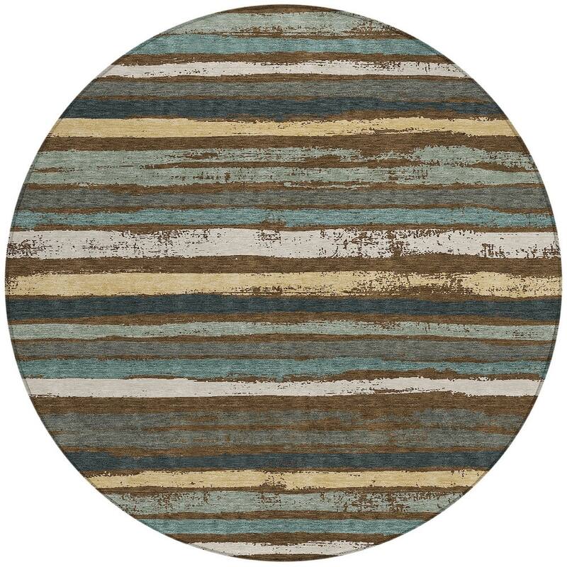 HomeRoots Striped Transitional Rectangle Outdoor Rug