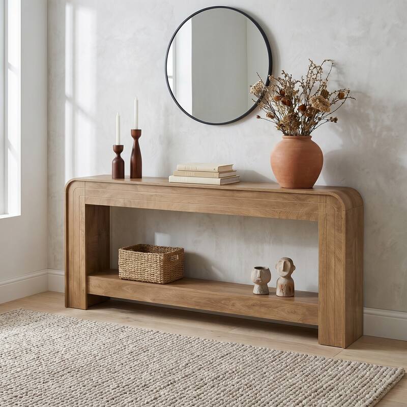 78.74 Inch Extra Long Console Table, Rustic Sofa Table with Open ...