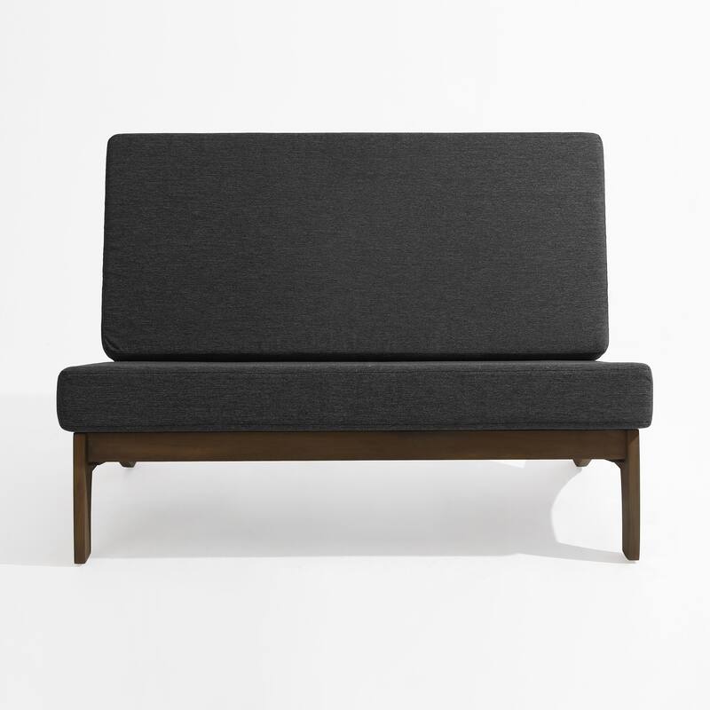 Outdoor Wood Club Chairs Set Loveseat with Cushion
