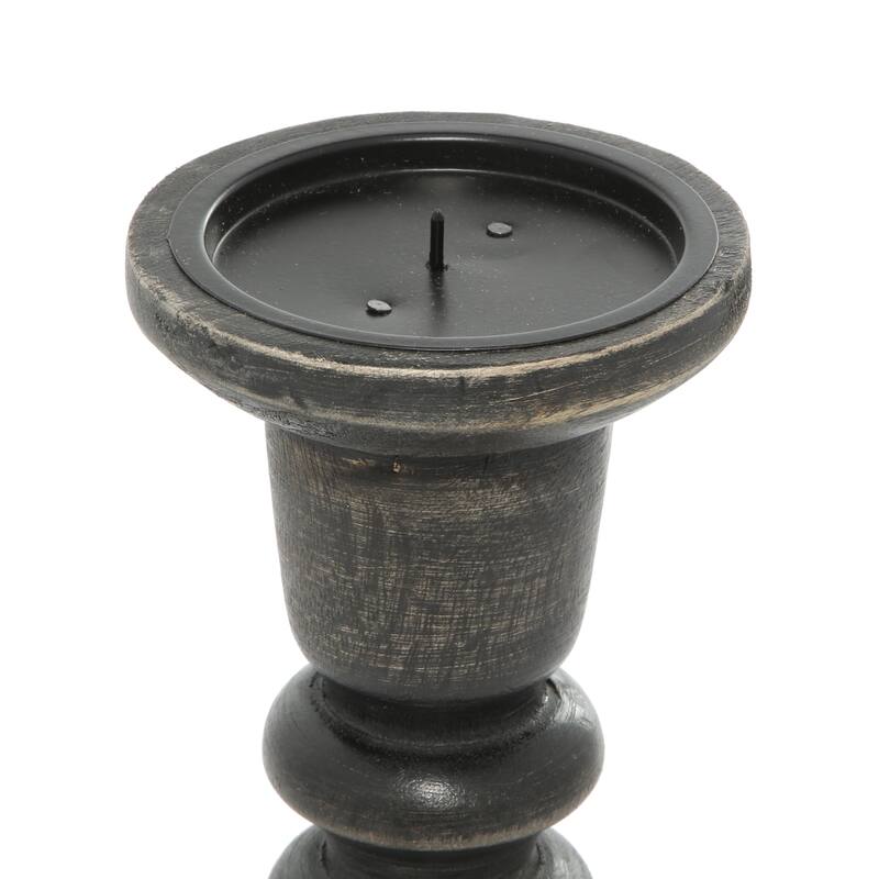 Wood Candle Holder - Set of 3 Dark Brown - Roche River Decor - 4"W x 4"L x 12"H