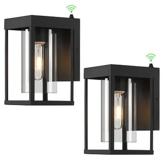 Black Outdoor Dusk to Dawn Wall Lantern Light set of 2 - 9''H - On Sale ...