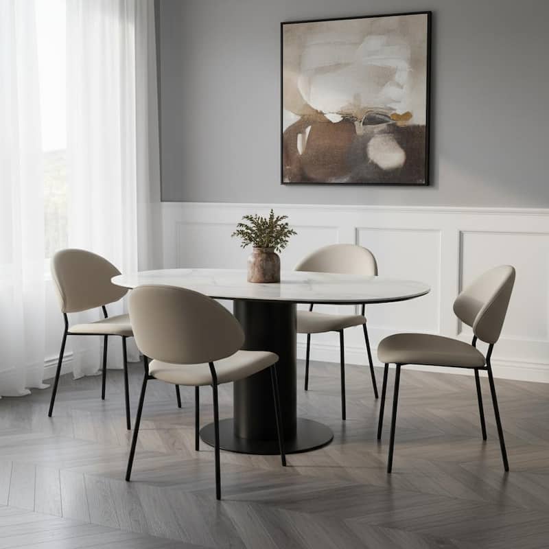 Manhattan Comfort Haven Vegan Leather Metal Side Chair - Set of 4 - Grey