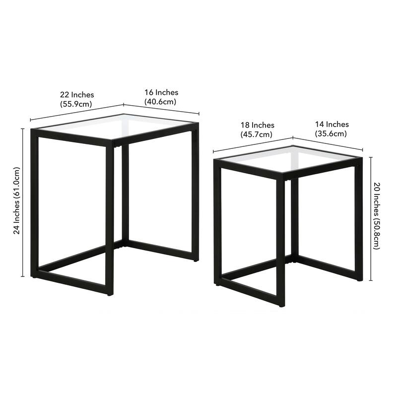 Rocco Rectangular Nested Side Table - 22" Wide