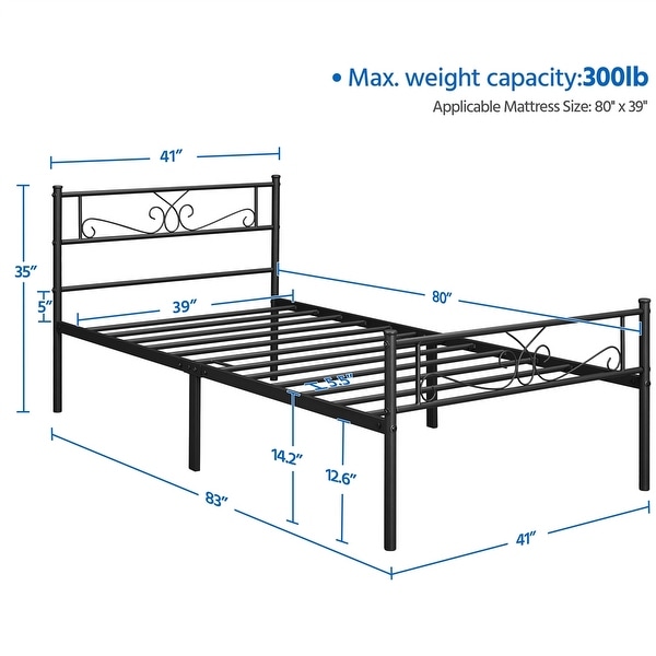 Yaheetech Classic Platform Bed Metal Frame With Headboard - On Sale ...