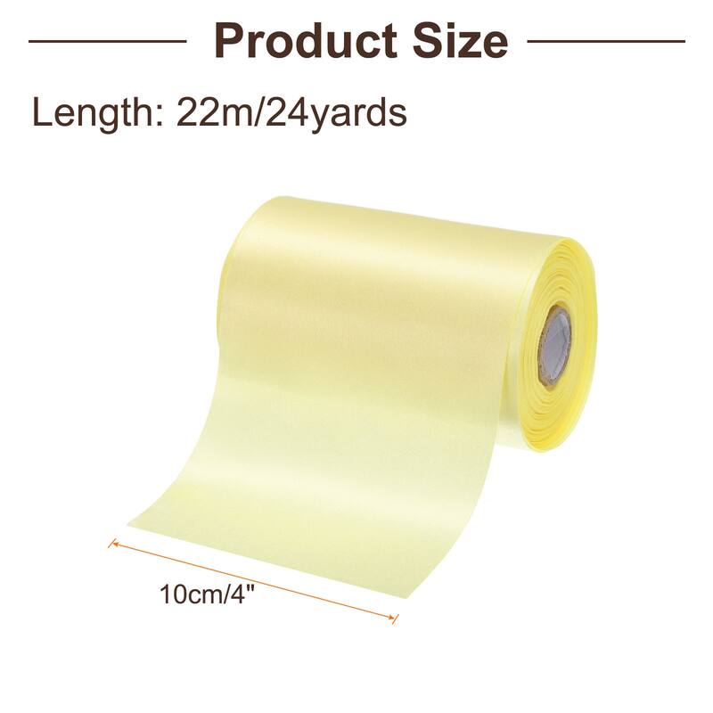 4 Inches x 24 Yards Satin Ribbon for Gift Decoration - Light Yellow