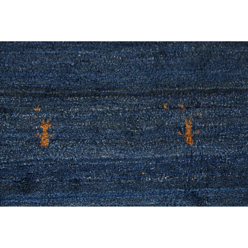 Blue Handmade Gabbeh Persian Rug Hand-Knotted Wool Carpet - 4'4" x 5'9"