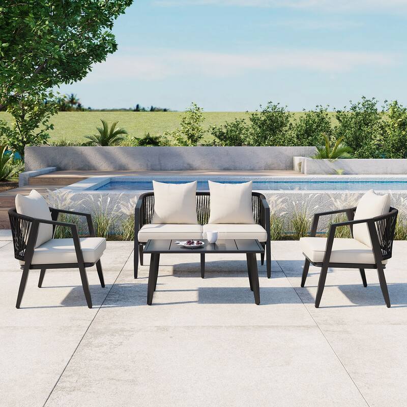 Durable and Comfortable Outdoor Seating Set - Black