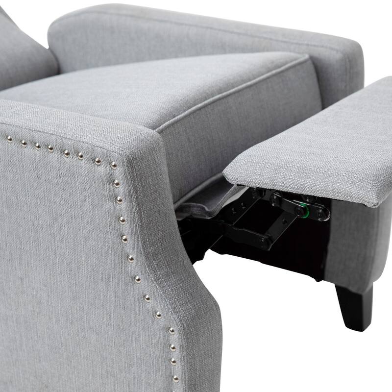 Push Back Wing Back Pocket Spring Recliner with Side Accent Nail Trim