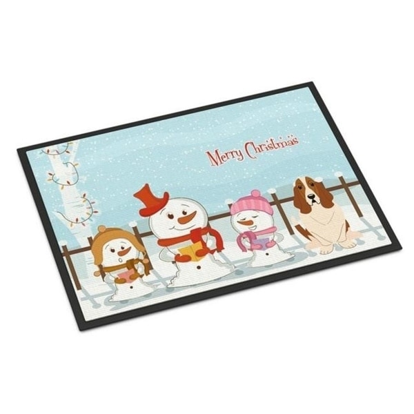 Carolines Treasures BB2352MAT Merry Christmas Carolers Basset Hound Indoor or Outdoor Mat 18 x 0.25 x 27 in.