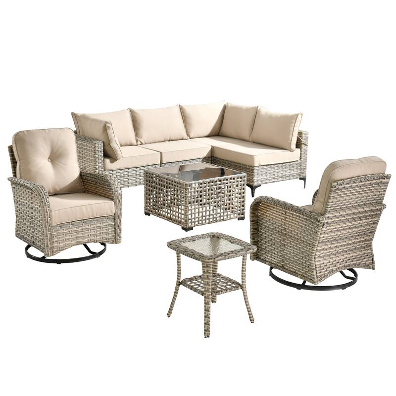 XIZZI 8-piece Patio Furniture Sectional Set with Swivel Chair