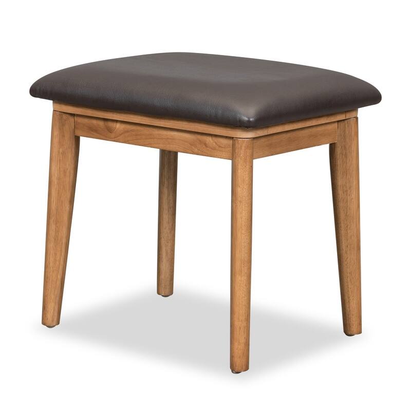 43.3" Classic Wood Makeup Vanity Set with Hidden Mirror, 3 Drawers & Upholstered Stool