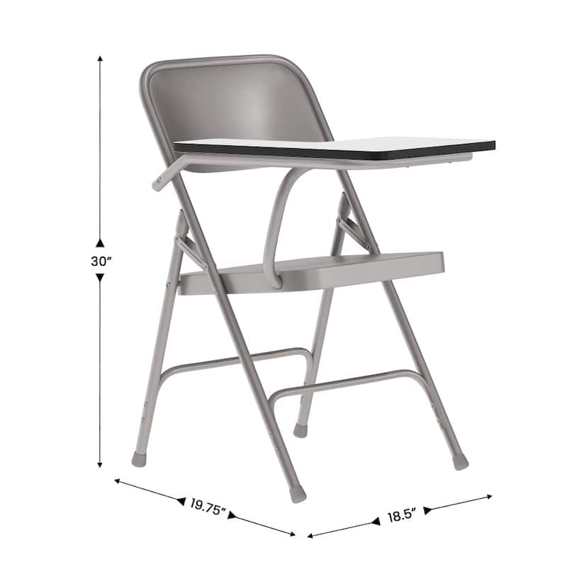 2 Pack Premium Steel Folding Chair with Right Handed Tablet Arm - 19.75"D x 18.5"W x 30"H