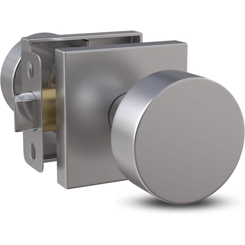 Mega Handles SUANA Modern Square Passage Door Knob for Hallway, Closet, Bathroom | Keyless Reversible Interior Door Handle - Satin Nickel