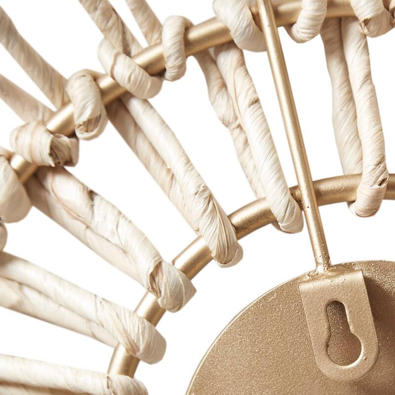 GDF Studio - Ella Round Natural Fiber and Mirror 3-Piece Wall Decor Set