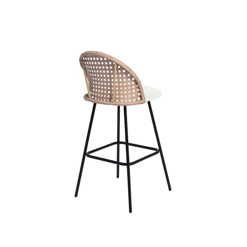 29" Upholstered Swivel Bar Stools with Rattan Back