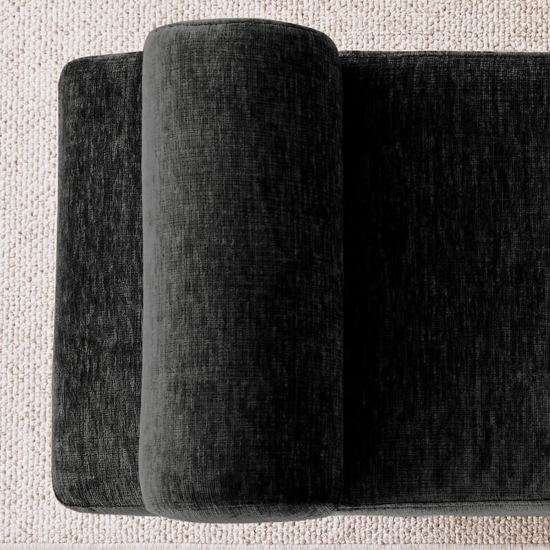 60" Upholstered Bedroom and Entryway Bench with Bolster Pillows