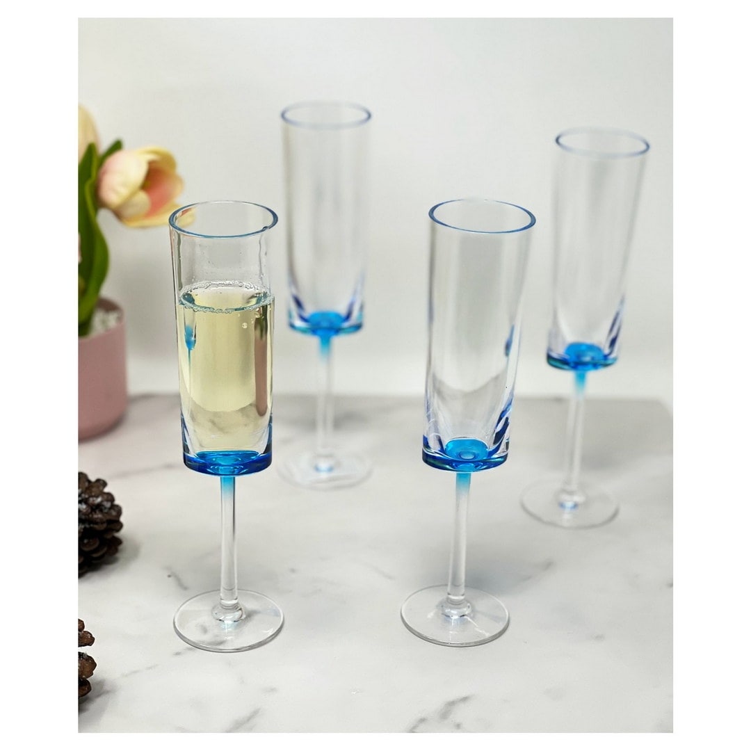 LeadingWare Oval Halo Acrylic Champagne Flutes Set of 4 4oz