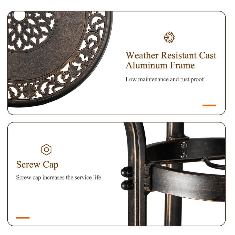 41" H Outdoor Cast Aluminum Round Dining Table