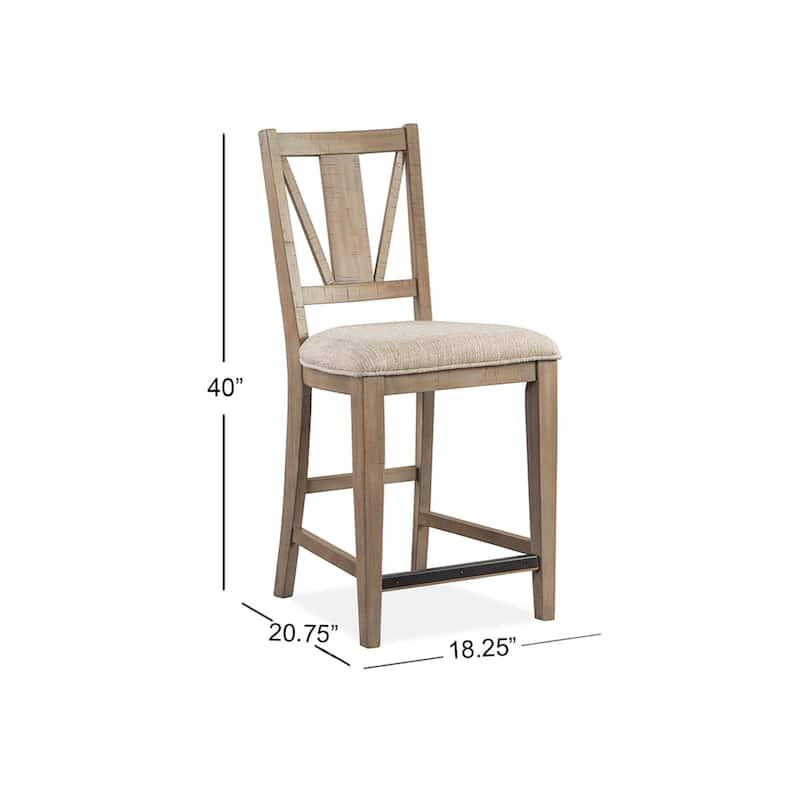 Magnussen Home Paxton Place Dovetail Grey Upholstered Counter Chair Two Pack - 18.25''W x 20.75''D x 40''H