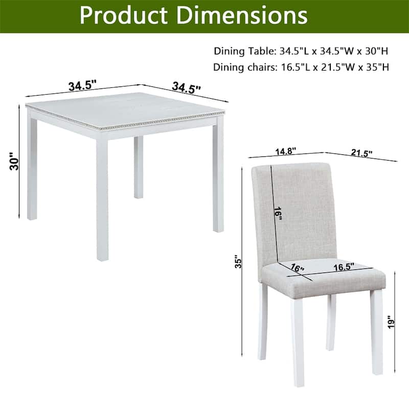 5-piece Wood Dining Counter Height Table and Chair Set
