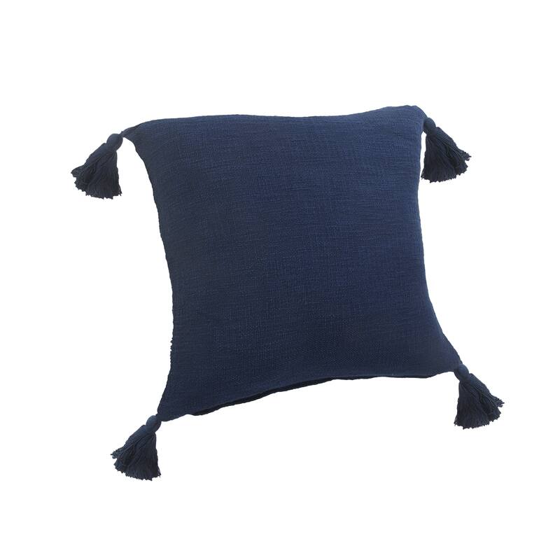 Sevita Solid Navy Tasseled Throw Pillow