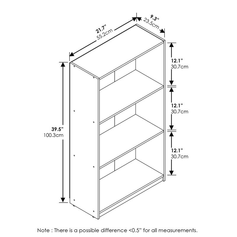Furinno 99736 Basic 3-Tier Bookcase Storage Shelves