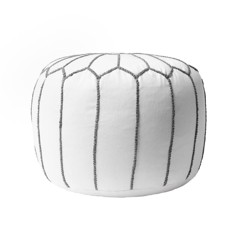 Nuloom Classic Moroccan Cotton Ottoman Pouf - White